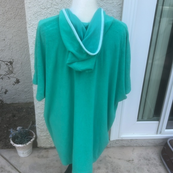 Lands End Women's Green Blue Hooded Terry Cover up Size L-XL - Picture 6 of 8